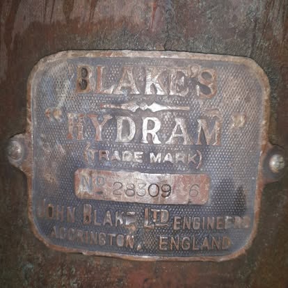 Blake's Hydram cast metal nameplate