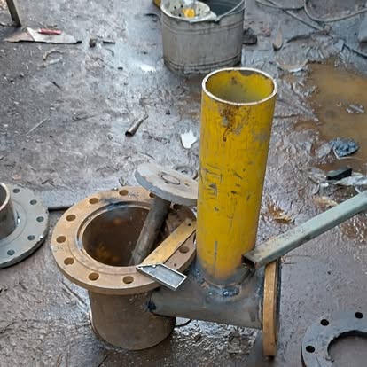 Hydram T-junction being fabricated in the workshop
